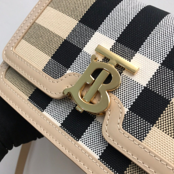 B**rry medium check canvas and leather tb bag