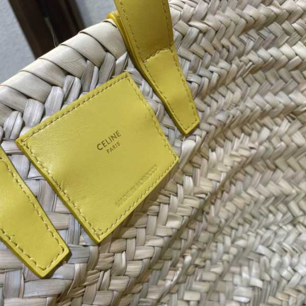 CELIN* TRIOMPHE CELIN* CLASSIC PANIER IN PALM LEAVES AND CALFSKIN