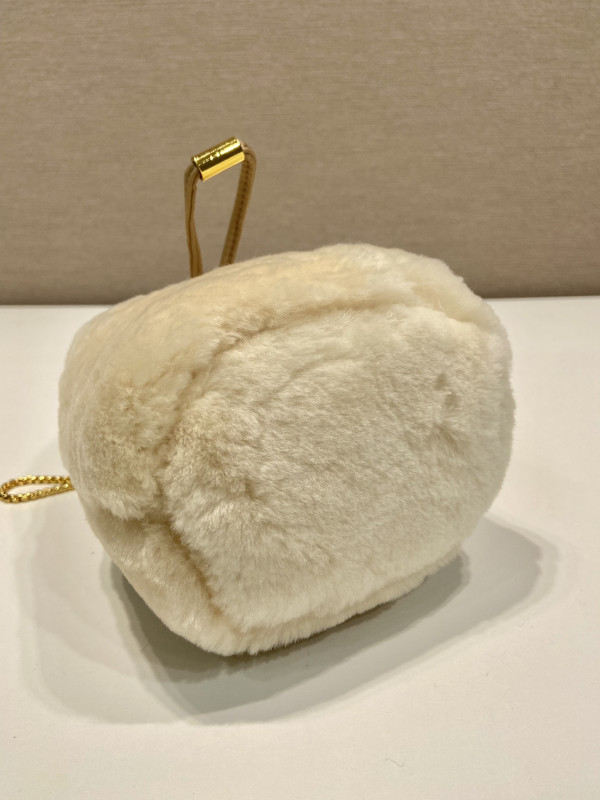 Pra*a shearling bucket bag