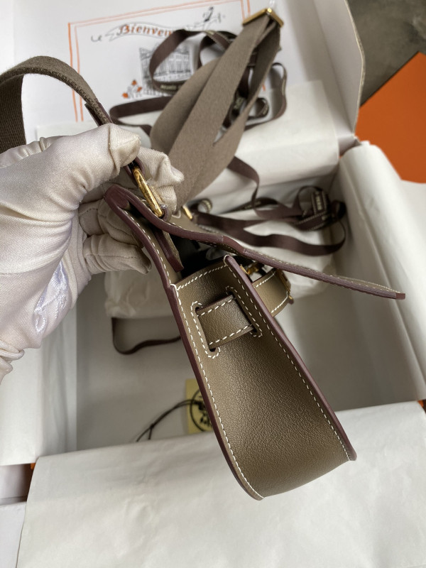 H**mes jypsiere mini bag in swift leather gris meyer