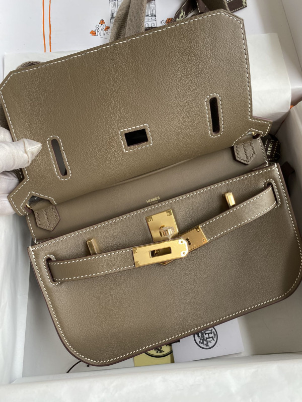 H**mes jypsiere mini bag in swift leather gris meyer